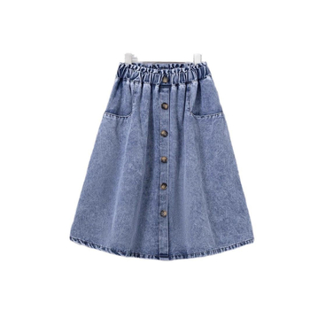 Europos ir Amerikos „Amazon“ 2025 m. pavasario naujo stiliaus paauglių mergaičių skalbto džinso vidutinio ilgio sijonas, „Preppy“ stilius mažoms mergaitėms