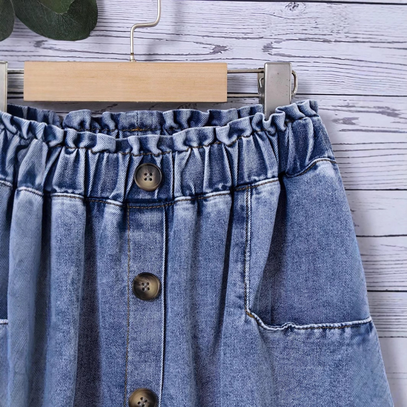 Europos ir Amerikos „Amazon“ 2025 m. pavasario naujo stiliaus paauglių mergaičių skalbto džinso vidutinio ilgio sijonas, „Preppy“ stilius mažoms mergaitėms