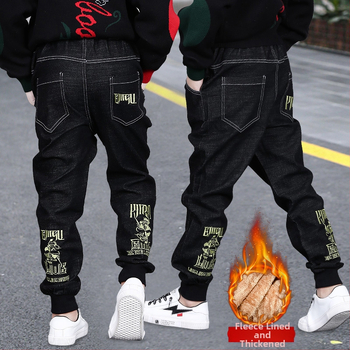 Νέα χειμερινά ρούχα για αγόρια 2024 με επένδυση φλις για παιδιά, φθινοπωρινά και χειμερινά, χειμωνιάτικα, ζεστά τζιν για αγόρια, μεσαίου και μεγάλου μεγέθους, μοντέρνα παντελόνια