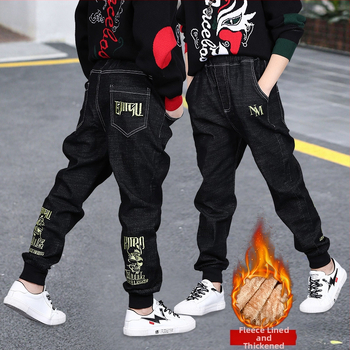 Νέα χειμερινά ρούχα για αγόρια 2024 με επένδυση φλις για παιδιά, φθινοπωρινά και χειμερινά, χειμωνιάτικα, ζεστά τζιν για αγόρια, μεσαίου και μεγάλου μεγέθους, μοντέρνα παντελόνια