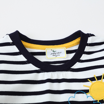 Bērnu īsroku T-krekls ar multfilmu izšuvumu kokvilnas zēnu vasaras apģērbs mazuļu vasaras bērnu apģērbs jauns zēnu tops