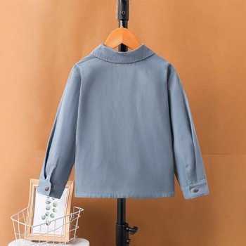 Detské oblečenie Chlapčenská košeľa Jarná a jesenná nová pekná košeľa Pracovný kabát Bavlnená košeľa s dlhým rukávom a štyrmi gombíkmi pre stredné a veľké deti