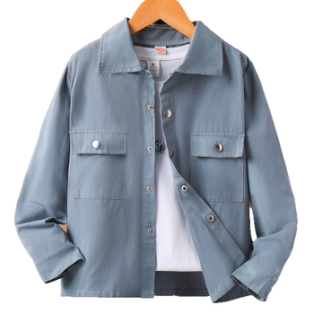 Detské oblečenie Chlapčenská košeľa Jarná a jesenná nová pekná košeľa Pracovný kabát Bavlnená košeľa s dlhým rukávom a štyrmi gombíkmi pre stredné a veľké deti