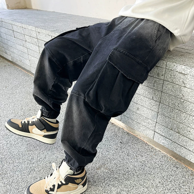 Vaikų drabužiai Berniukų rudens kelnės 2025 Nauji rudens džinsai vyresniems berniukams Cargo kelnės Pavasario ir rudens madingos