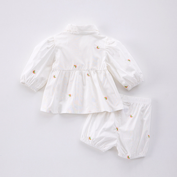 2025 Βρεφικό κοστούμι για κορίτσια, ανοιξιάτικο, βαμβακερά ρούχα για μωρά, σετ δύο τεμαχίων σε στιλ γουέστερν, σετ δύο τεμαχίων, σε ταιριαστό χρώμα