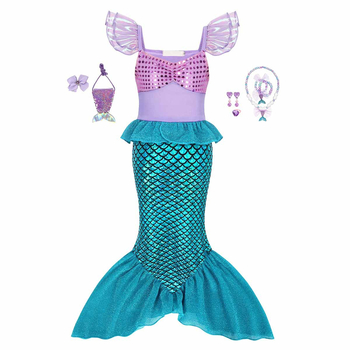 Φούστα Γοργόνας με Πούλιες, Παιδικό Φόρεμα Φωτογραφίας για Κορίτσια 3-10 Ετών, Παραθαλάσσιο, Φούστα Πριγκίπισσας, Τιράντες, Ψαροκόκαλο