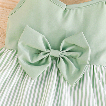 Διασυνοριακό 2025 Χαριτωμένο Καλοκαίρι για Κορίτσι με Νέο Ριγέ Μοτίβο Φόρεμα με Φούστα Κέικ με Καπέλο