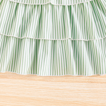 Διασυνοριακό 2025 Χαριτωμένο Καλοκαίρι για Κορίτσι με Νέο Ριγέ Μοτίβο Φόρεμα με Φούστα Κέικ με Καπέλο