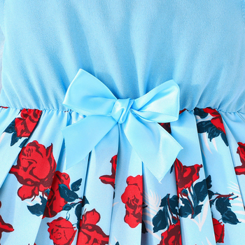 Διασυνοριακό Ευρωπαϊκό και Αμερικανικό Καλοκαιρινό Άγιο Βαλεντίνο 2025 Νέα Γλυκιά Χαριτωμένη Φούστα με Πλισέ Σχέδιο με Τριαντάφυλλα και Στρογγυλή Λαιμόκοψη