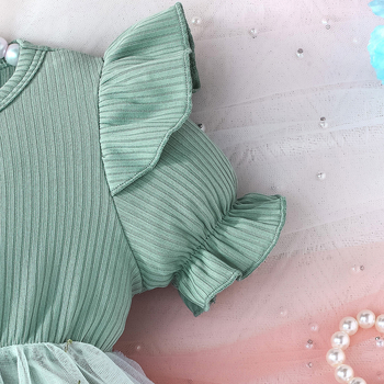 2025 Γλυκό και Χαριτωμένο Φόρεμα Πριγκίπισσας με Κεντημένα Λουλούδια, Φούστα από Διχτυωτό Υλικό, Στρογγυλό Φόρεμα, Καλοκαιρινό, Ρομαντικό, Νέο Στυλ