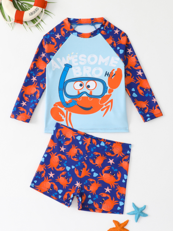 2025 Nové detské plavky s dlhým rukávom, opaľovací krém, rozparok, chlapčenské malé a stredné detské plavky, kreslené študentské plavky