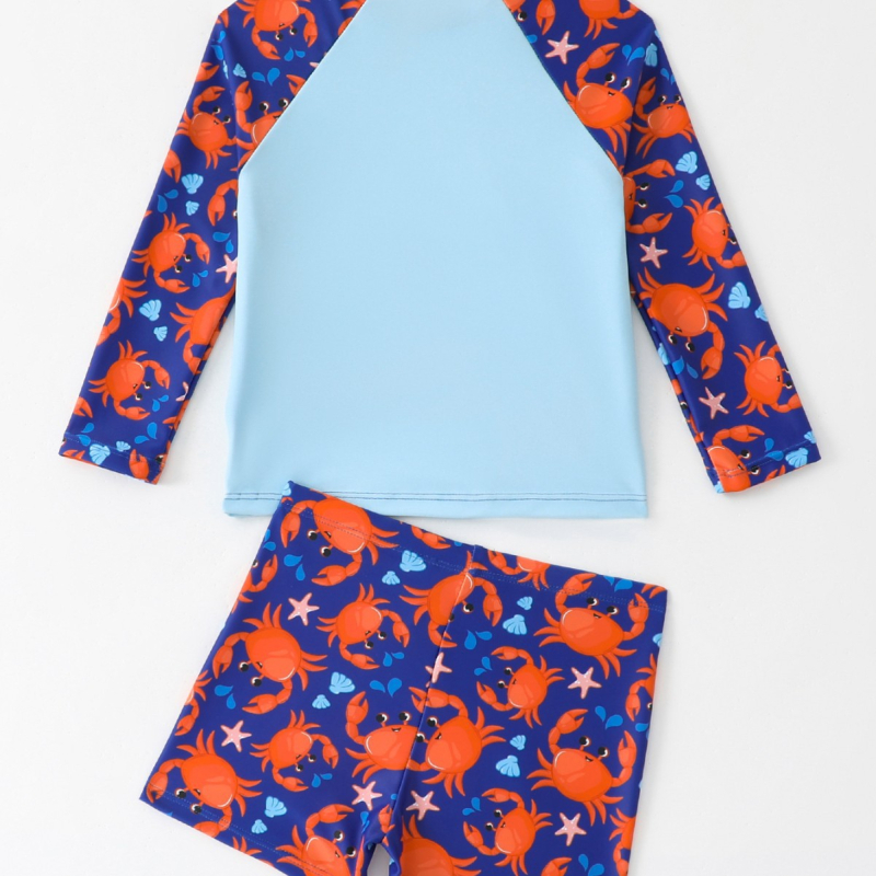 2025 Nové detské plavky s dlhým rukávom, opaľovací krém, rozparok, chlapčenské malé a stredné detské plavky, kreslené študentské plavky