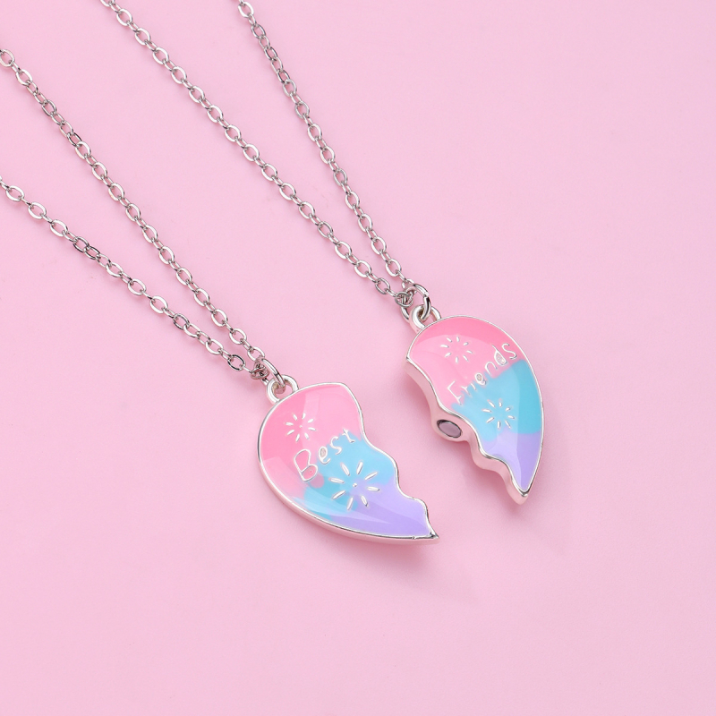 Cezhraničný nový náhrdelník s láskou pre deti, farebný sladký prívesok z zliatiny, kvapkajúci olej, magnetit, dobrý priateľský náhrdelník