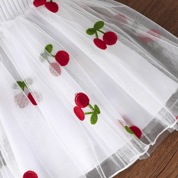 Νέο κοστούμι με μακριά μανίκια, μικρό σάλι και φούστα πολλαπλών στρώσεων από πλέγμα με μοτίβο κερασιού του 2024, διασυνοριακοί κατασκευαστές πηγών