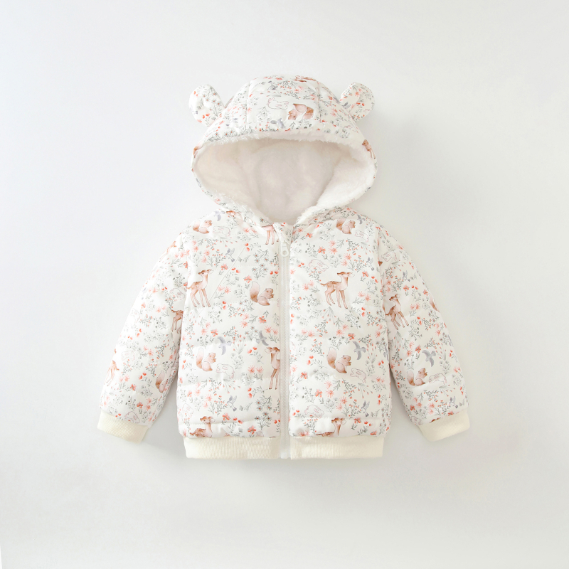 Detský jesenný a zimný kabát s flísovou podšívkou, teplý štýl jeleňov pre chlapcov a dievčatá, odchádzajúci ležérny vetruodolný kabát s kapucňou pre deti