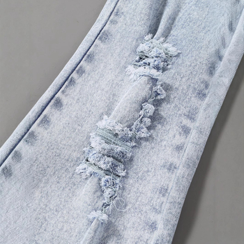 Παντελόνι τζιν με μικρο-κέρατο για κορίτσια, με ελαστικές τρύπες, μόδα, όλα τα χρώματα, καθημερινό, εξωτερικό εμπόριο, ευρωπαϊκό και αμερικανικό παντελόνι για κορίτσια