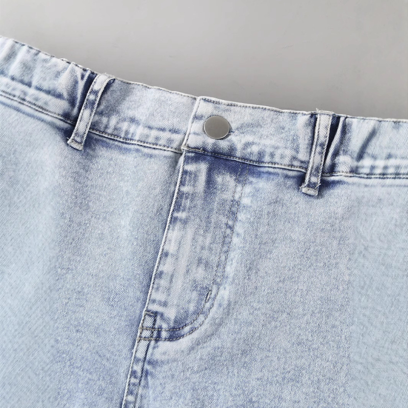 Mergaičių pasienio stiliaus tamprios džinsinės kelnės su mikroragu, skirtos įvairioms progoms, skirtos užsienio prekybai, skirtos Europos ir Amerikos mergaičių kelnėms.