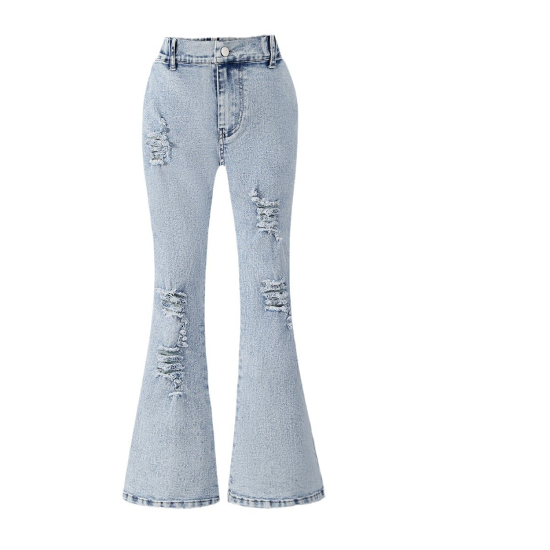 Mergaičių pasienio stiliaus tamprios džinsinės kelnės su mikroragu, skirtos įvairioms progoms, skirtos užsienio prekybai, skirtos Europos ir Amerikos mergaičių kelnėms.