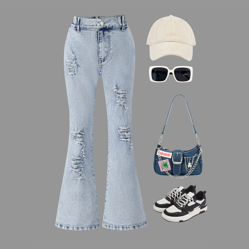 Mergaičių pasienio stiliaus tamprios džinsinės kelnės su mikroragu, skirtos įvairioms progoms, skirtos užsienio prekybai, skirtos Europos ir Amerikos mergaičių kelnėms.