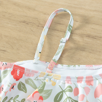 2023 m. naujas, mergaitiškas, raukiniais puoštas „Cuihua“ vaikiškas vientisas maudymosi kostiumėlis.