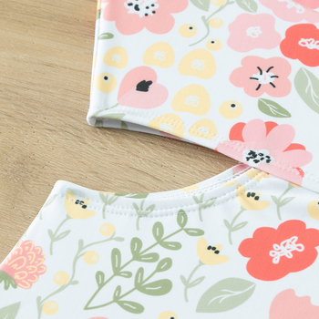 2023 m. naujas, mergaitiškas, raukiniais puoštas „Cuihua“ vaikiškas vientisas maudymosi kostiumėlis.