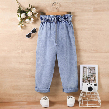 Piiriülesed suurte tüdrukute lumehelveste pesemiskäsitöö lillepungade vöökohaga kõrge vöökohaga teksariie igapäevase vabaaja stiiliga väliskaubanduse Euroopa ja Ameerika püksid