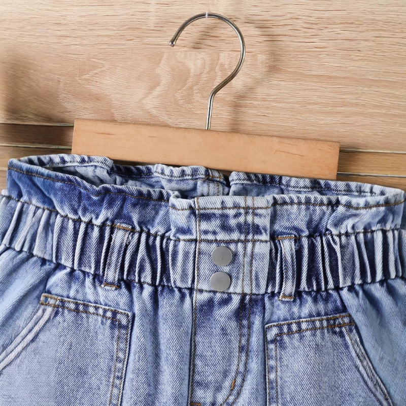 Piiriülesed suurte tüdrukute lumehelveste pesemiskäsitöö lillepungade vöökohaga kõrge vöökohaga teksariie igapäevase vabaaja stiiliga väliskaubanduse Euroopa ja Ameerika püksid