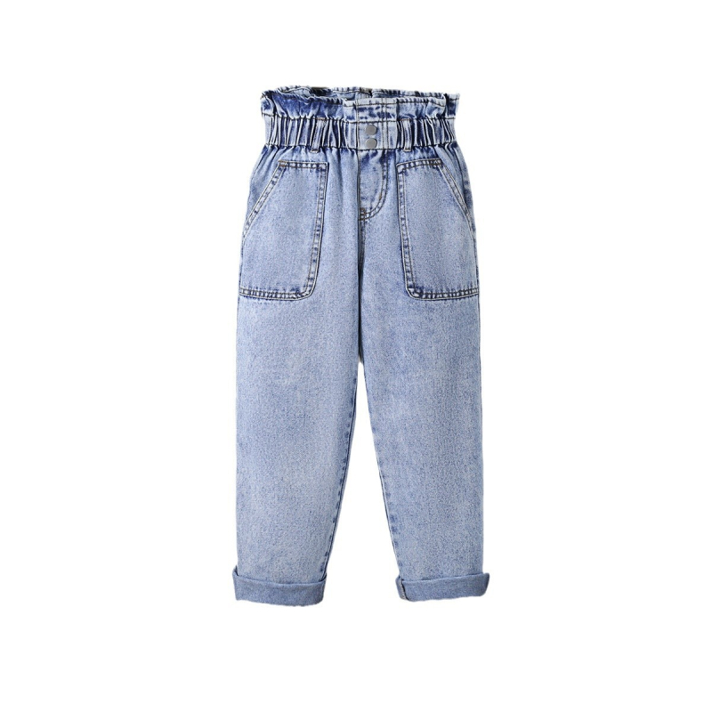 Piiriülesed suurte tüdrukute lumehelveste pesemiskäsitöö lillepungade vöökohaga kõrge vöökohaga teksariie igapäevase vabaaja stiiliga väliskaubanduse Euroopa ja Ameerika püksid