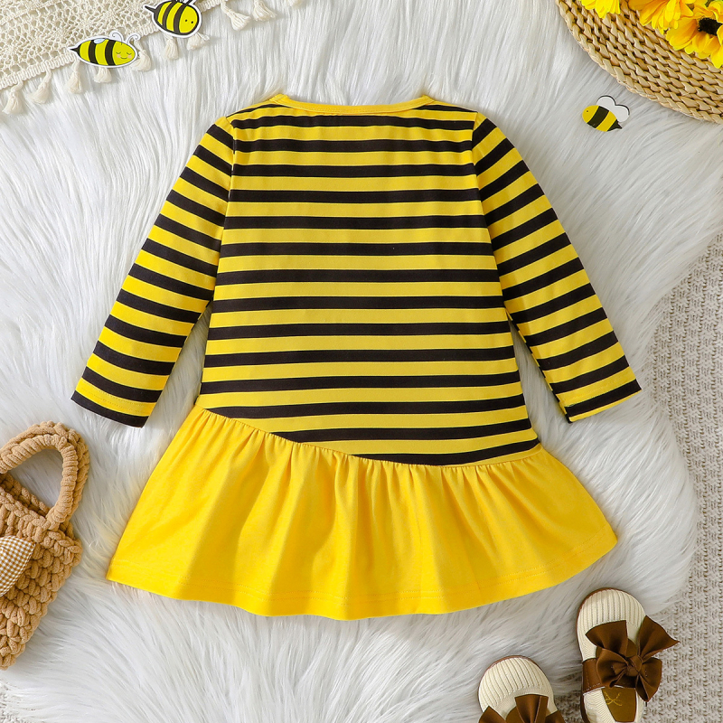 Jesen 2024., vruća prekogranična haljina za djevojčice s plavim cvijećem i mašnom, na zalihi za Europu i Sjedinjene Države