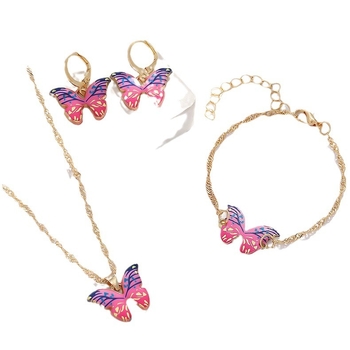 Piiriülesed Euroopa ja Ameerika naiste ehted, värviline gradientliblikas kaelakee, kõrvarõngad, käevõru, kevad- ja suvetemperamendiga kõrvarõngad naistele