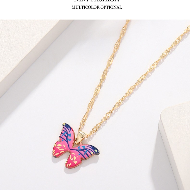 Piiriülesed Euroopa ja Ameerika naiste ehted, värviline gradientliblikas kaelakee, kõrvarõngad, käevõru, kevad- ja suvetemperamendiga kõrvarõngad naistele