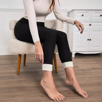 Ekskluzivno prekogranično za ženske tajice s visokim strukom i laganim pločama od janjećeg flisa s flis podstavom, nove, za jesen i zimu