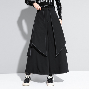 Jarné a jesenné nové nohavice so širokými nohavicami, sukňové nohavice, dávkovanie voľného dizajnu, ležérne, univerzálne, falošné, dvojdielne, rovné nohavice pre ženy