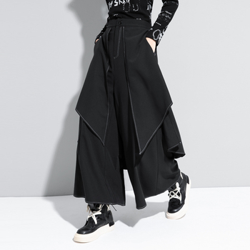 Пролетно-есенни нови постъпления, широки панталони с пола, дозиращи свободни дизайни, ежедневни, универсални, фалшиви двукомпонентни прави панталони, дамски панталони