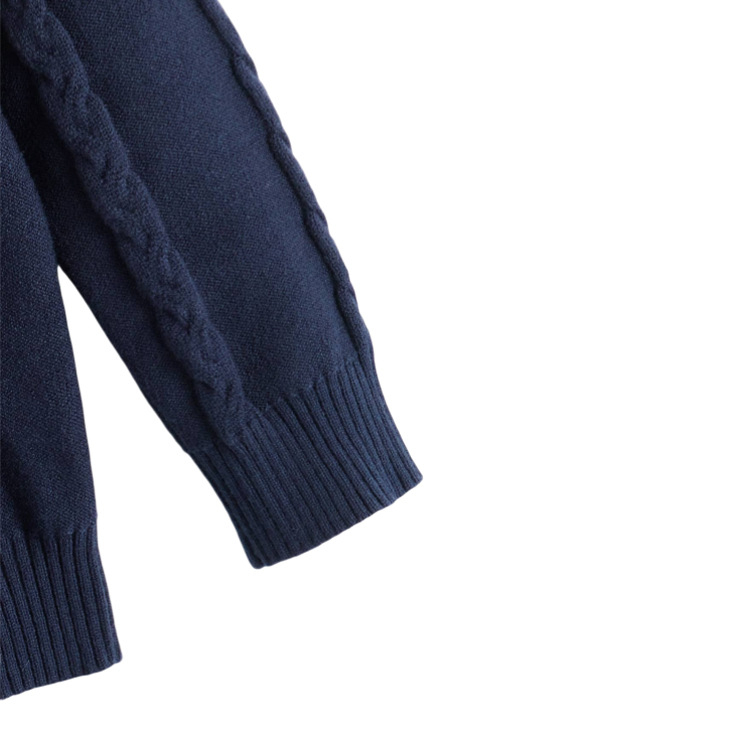 Izravna prodaja za dječake, jesen i zima, nova britanska retro topla pletiva čistih boja, dječji pulover s donjim dijelom pletiva