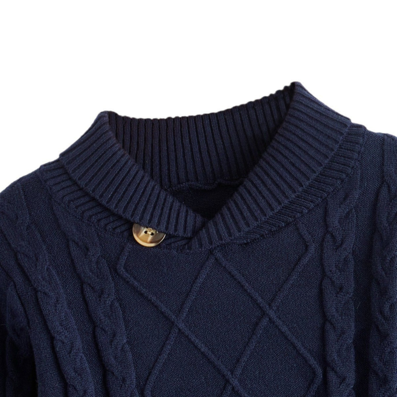 Izravna prodaja za dječake, jesen i zima, nova britanska retro topla pletiva čistih boja, dječji pulover s donjim dijelom pletiva