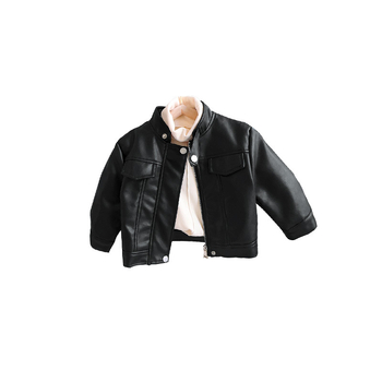 Kožna jakna za dječake i djevojčice za jesen i zimu s flisom za djevojčice u zapadnjačkom stilu, proljetna i jesenska odjeća od PU kože za jesen, dječja motociklistička kožna jakna, moderna dječja