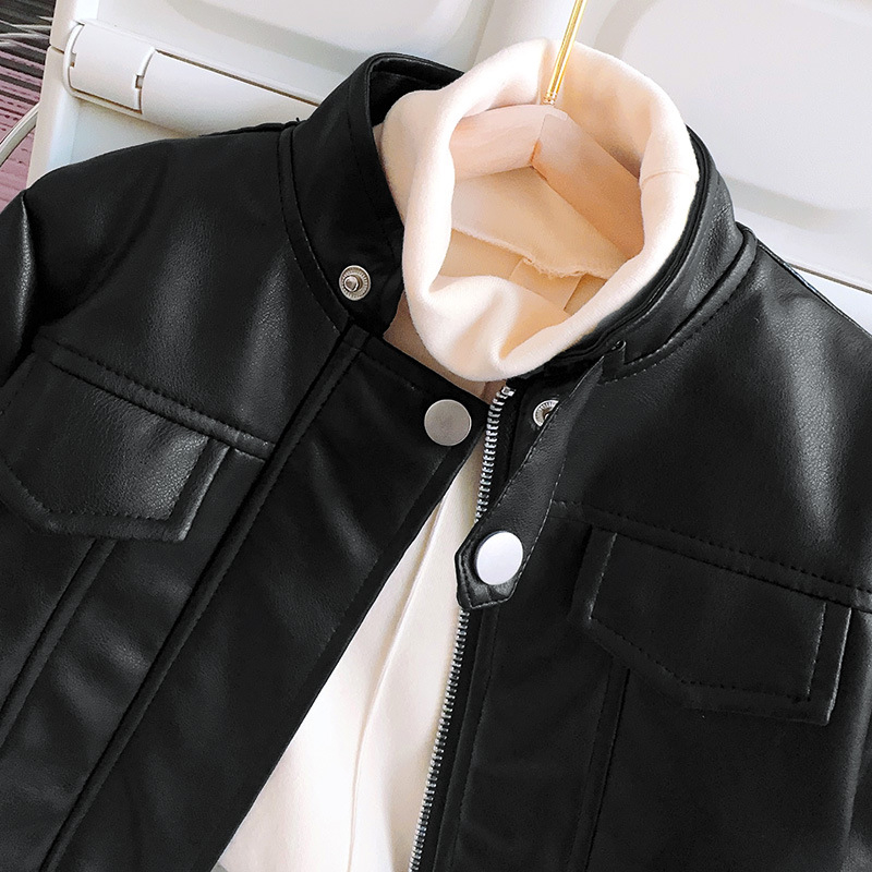 Kožna jakna za dječake i djevojčice za jesen i zimu s flisom za djevojčice u zapadnjačkom stilu, proljetna i jesenska odjeća od PU kože za jesen, dječja motociklistička kožna jakna, moderna dječja