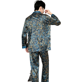 2025 Νέες Πιτζάμες Υψηλής Ποιότητας Ανδρών Ice Silk Άνοιξη Φθινόπωρο Σεζόν Νέο Στυλ Μακρυμάνικο Μεταξωτό Σετ Μπαμπά για το Σπίτι