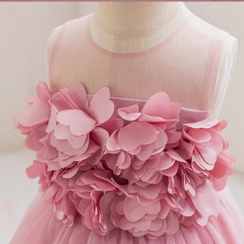 Tüdrukute kerge luksuslik kolmemõõtmeline lilleline kleit uue stiiliga 2-10-aastastele armas vest kohev printsessi sünnipäevakleit