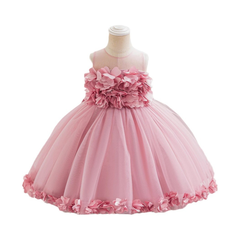 Tüdrukute kerge luksuslik kolmemõõtmeline lilleline kleit uue stiiliga 2-10-aastastele armas vest kohev printsessi sünnipäevakleit