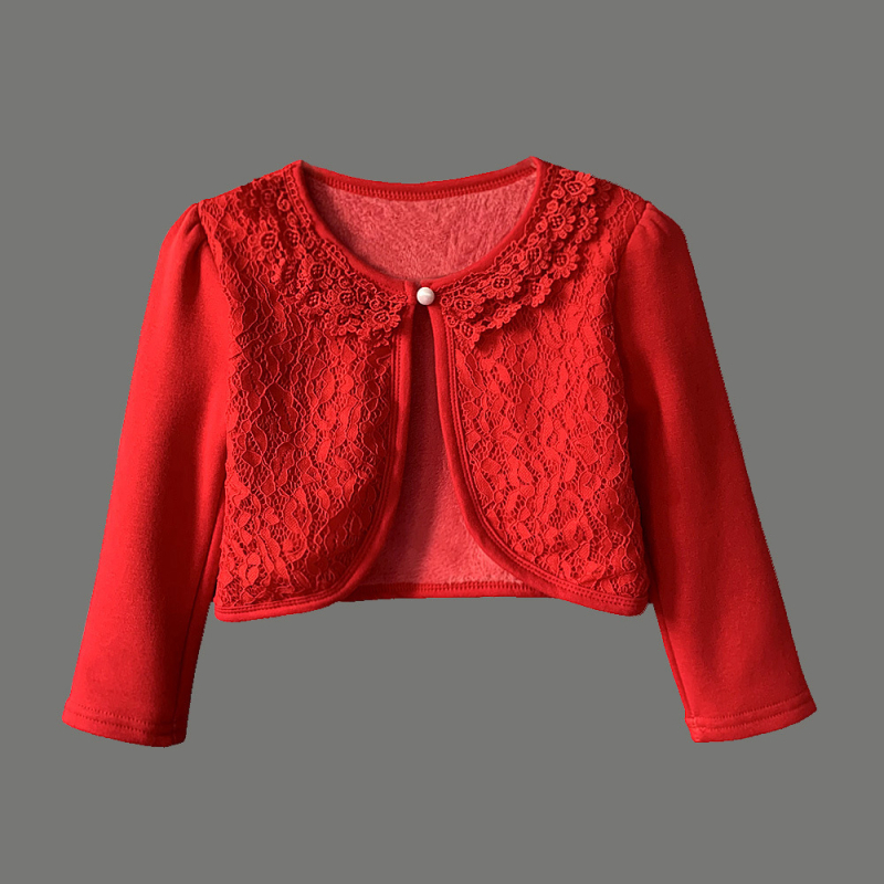 Rudens un ziemas sabiezināts bērnu apmetnis samta silts meiteņu šalle princeses kardiganja jaka puķu meitenes šalle