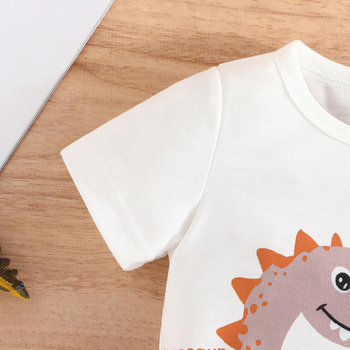 Αποκλειστική διασυνοριακή προσφορά - Καλοκαιρινό μπλουζάκι με στάμπα δεινοσαύρων για αγόρια για το 2024 + Ολόσωμο τζιν σορτς με παράδοση