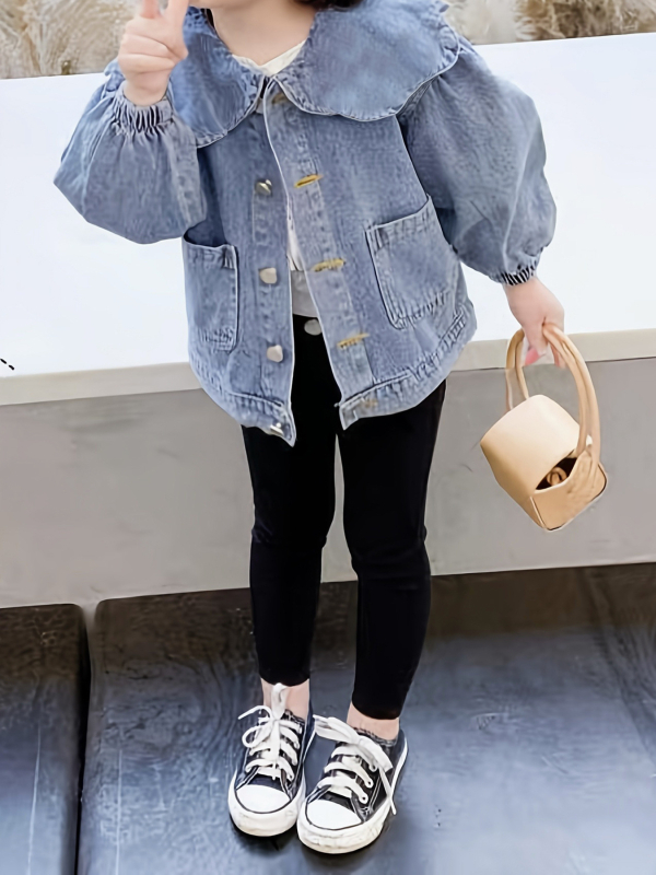 Kevad- ja sügispluus tüdrukutele, armas teksariidest kardigan beebidele, Korea pitskraega jakk, uus