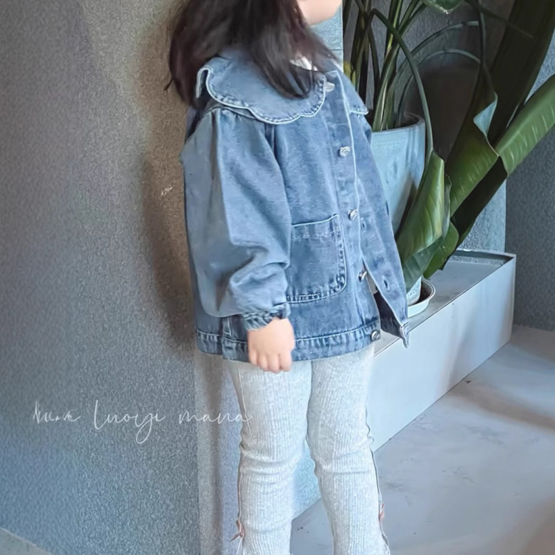 Kevad- ja sügispluus tüdrukutele, armas teksariidest kardigan beebidele, Korea pitskraega jakk, uus