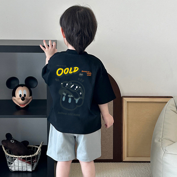 Нова пристигаща тениска All-Match Лятна тениска с къс ръкав за деца Детски топ в корейски стил Детско облекло Лятна широка тениска с къс ръкав за мъже