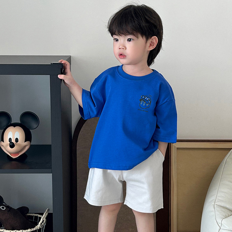 Нова пристигаща тениска All-Match Лятна тениска с къс ръкав за деца Детски топ в корейски стил Детско облекло Лятна широка тениска с къс ръкав за мъже