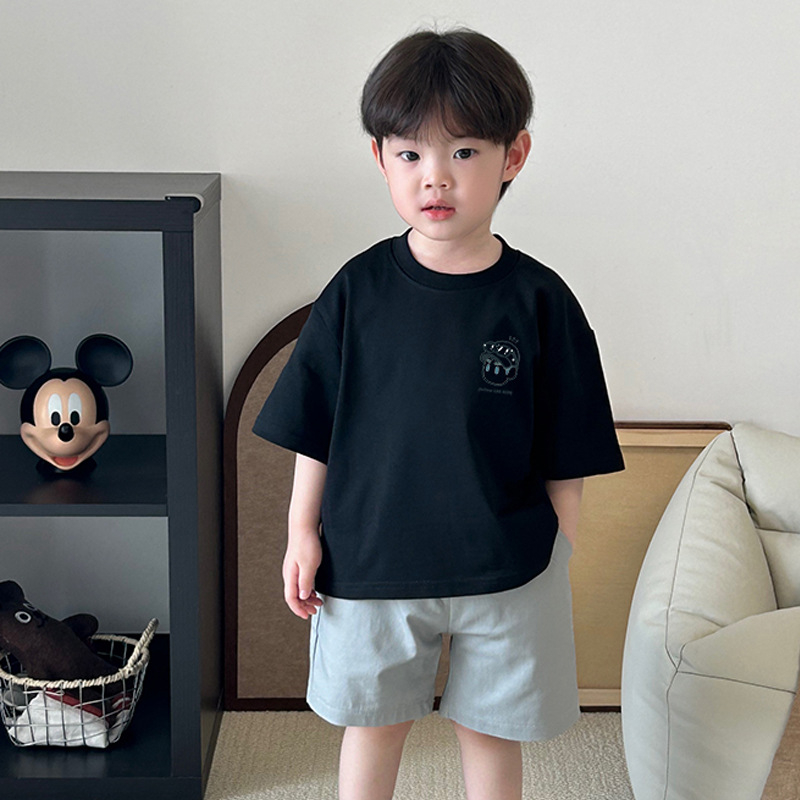 Нова пристигаща тениска All-Match Лятна тениска с къс ръкав за деца Детски топ в корейски стил Детско облекло Лятна широка тениска с къс ръкав за мъже