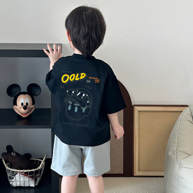 Нова пристигаща тениска All-Match Лятна тениска с къс ръкав за деца Детски топ в корейски стил Детско облекло Лятна широка тениска с къс ръкав за мъже