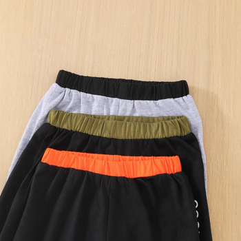 Šesterodijelni tinejdžerski pulover s okruglim izrezom i kontrastnim šavovima za dječake, dugim rukavima, utiskivanjem struka, utiskivanjem slova, ležernim hlačama za proljeće